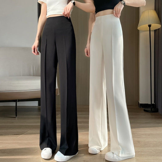 Womens High-Waisted Straight Pants With Side Zipper