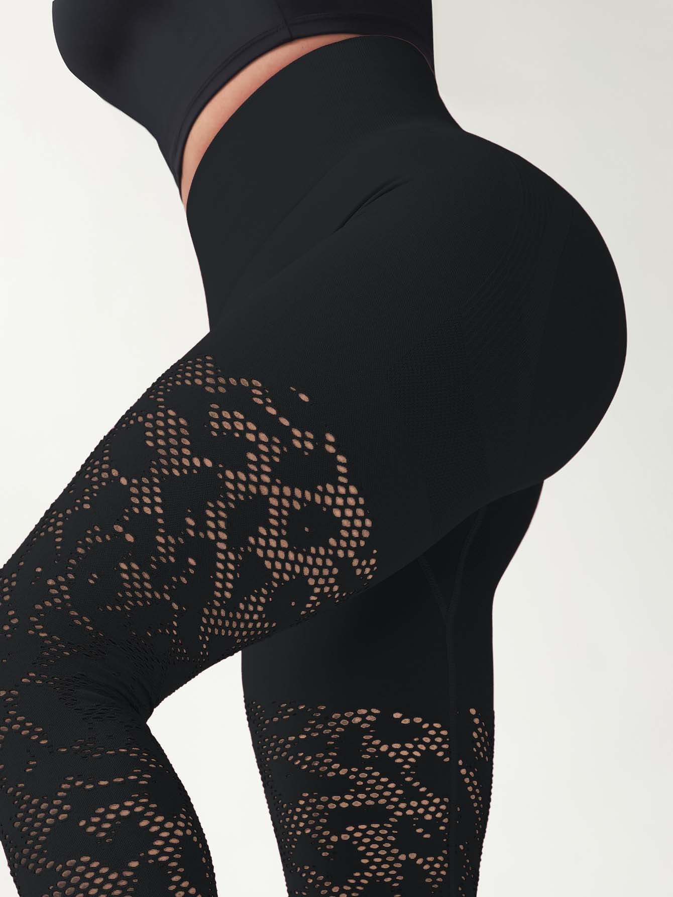 Hollow Mesh, Tight, High-waisted Yoga Pants