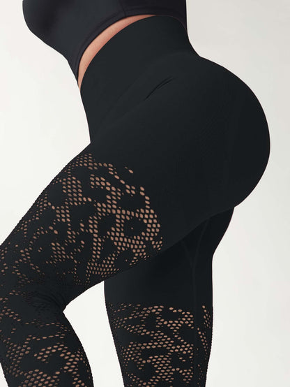 Hollow Mesh, Tight, High-waisted Yoga Pants